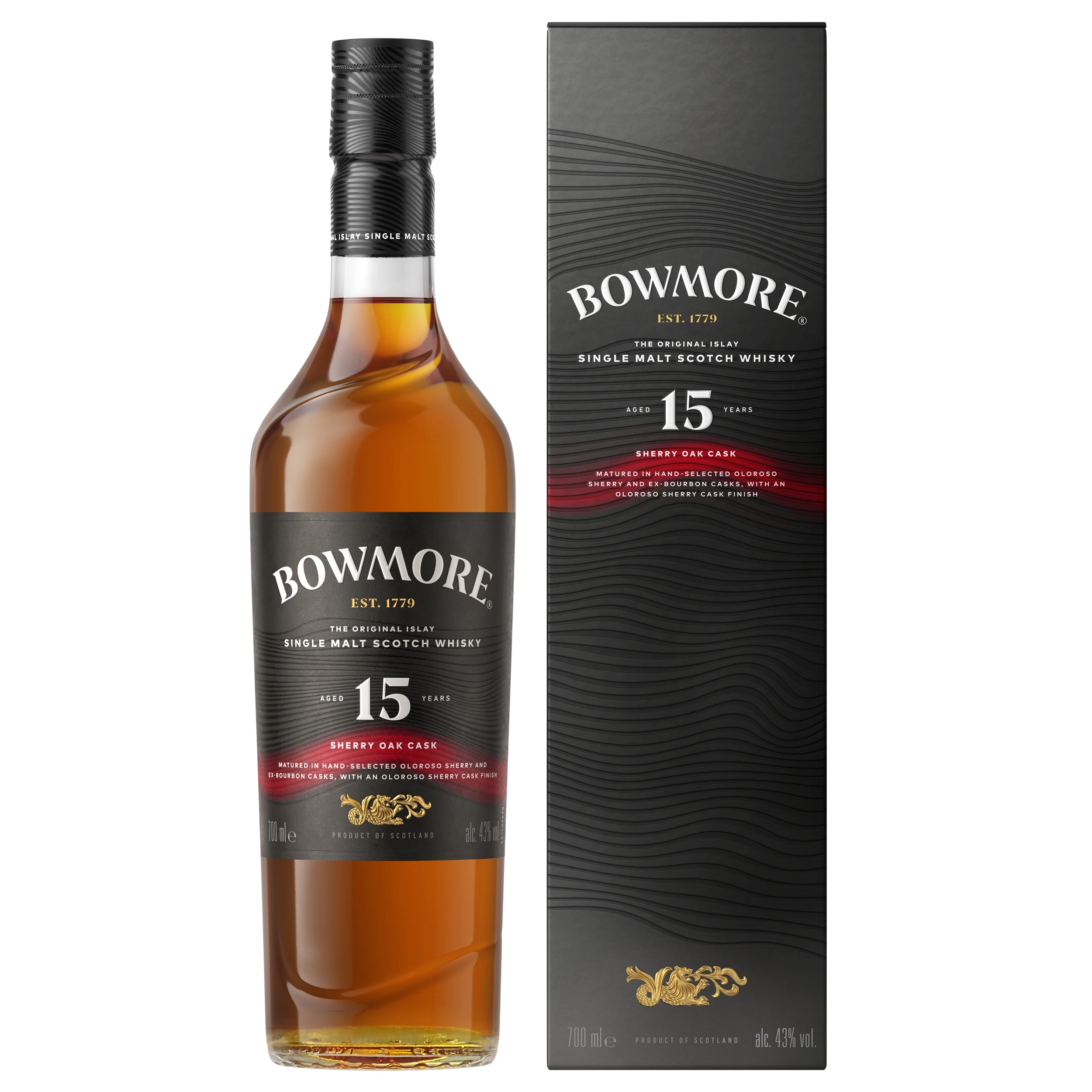 BOWMORE 15YR SHERRY OAK ISLAY SINGLE MALT SCOTCH 700ML