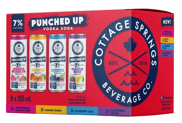 COTTAGE SPRINGS VODKA SODA PUNCHED UP MIXER 355ML 8PK CAN