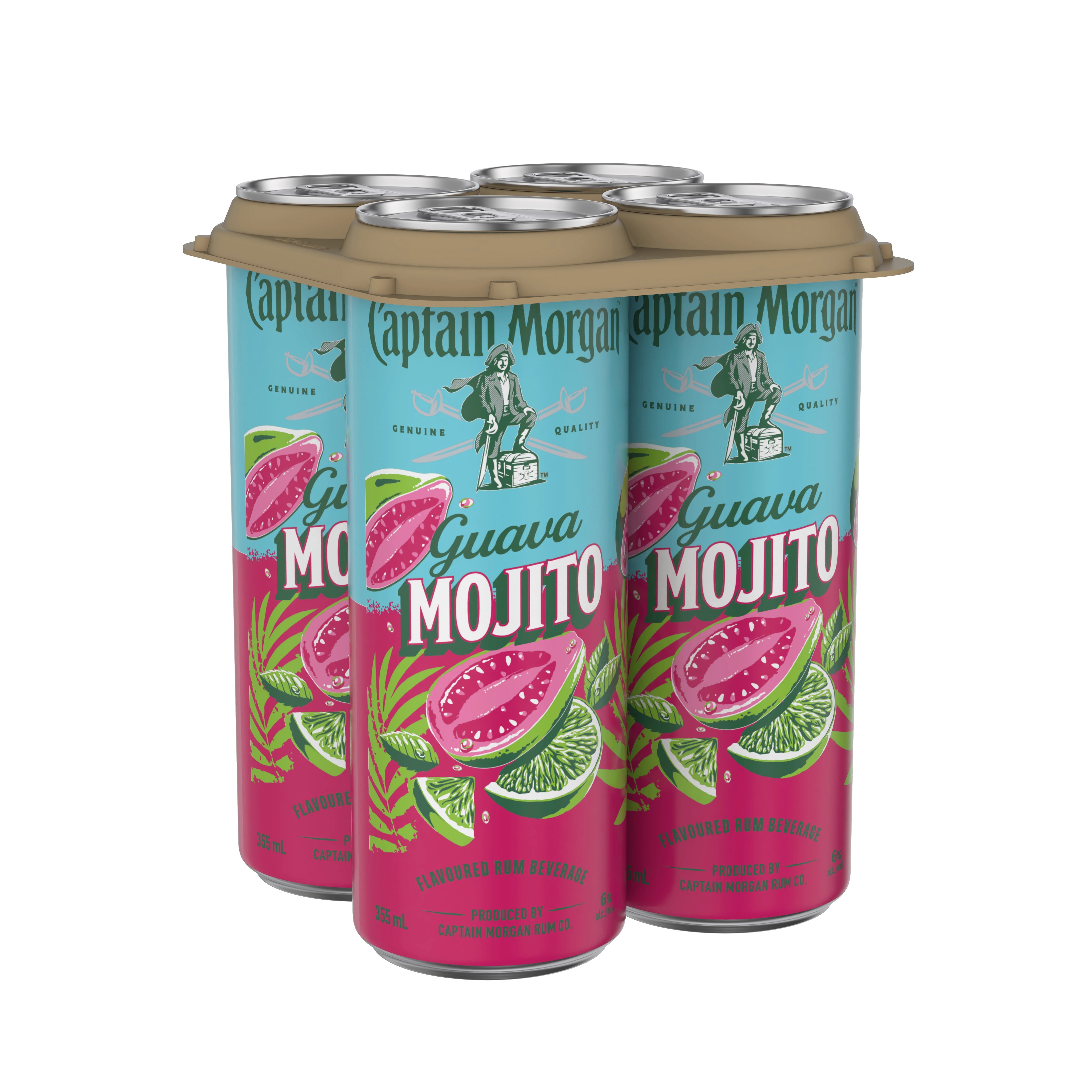 CAPTAIN MORGAN GUAVA RUM MOJITO 355ML 4PK CAN
