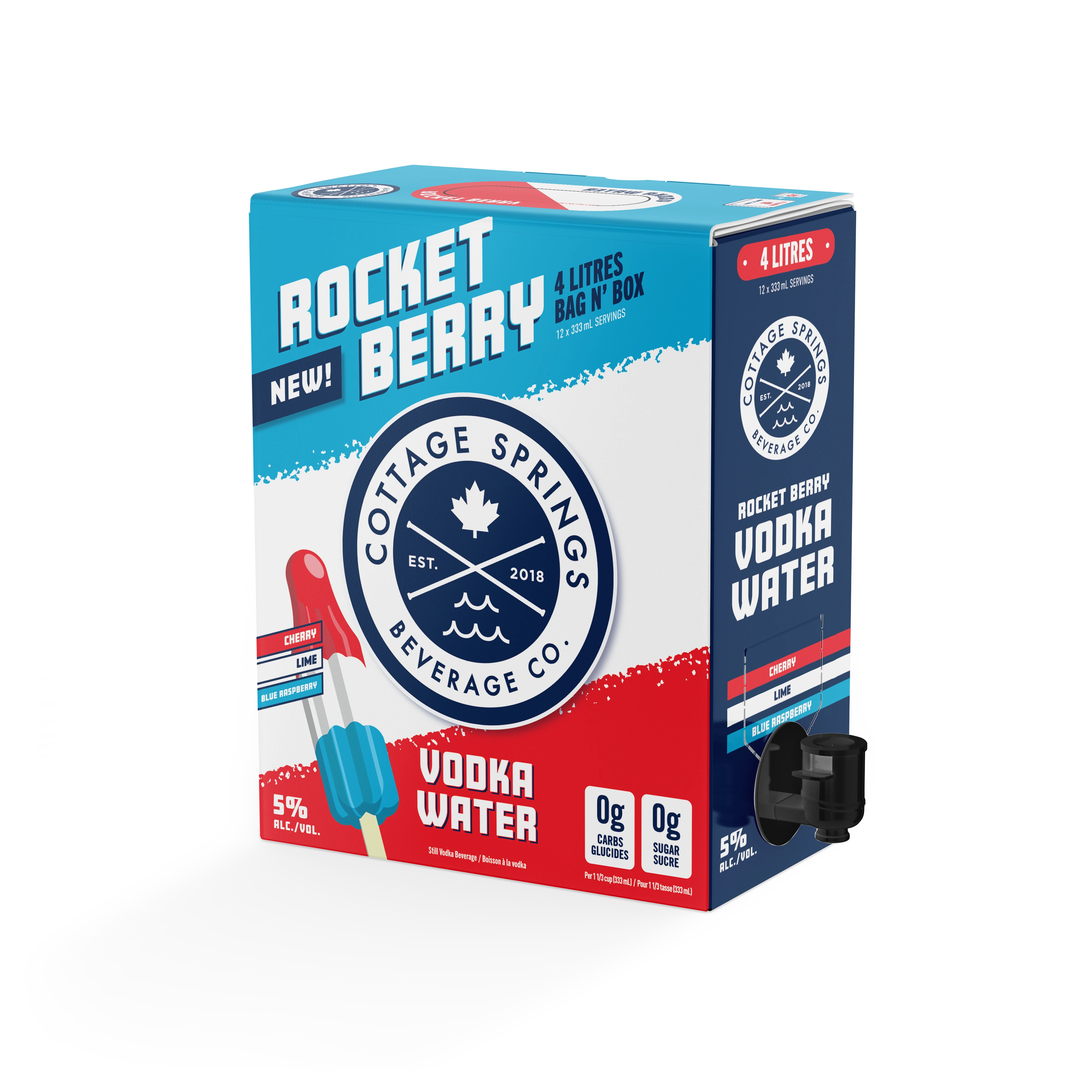 COTTAGE SPRINGS VODKA WATER ROCKET BERRY 4L