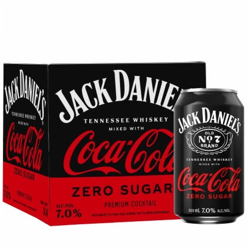 JACK DANIELS & COCA COLA ZERO 355ML 4PK CAN