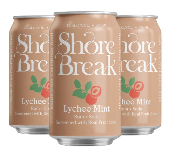 SHORE BREAK LYCHEE MINT RUM & SODA 355ML 4PK CAN
