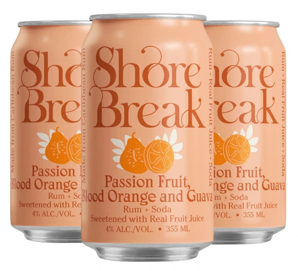 SHORE BREAK PASSION FRUIT BLOOD ORANGE GUAVA 355ML 4PK CAN
