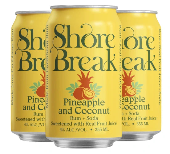 SHORE BREAK PINEAPPLE COCONUT RUM & SODA 355ML 4PK CAN