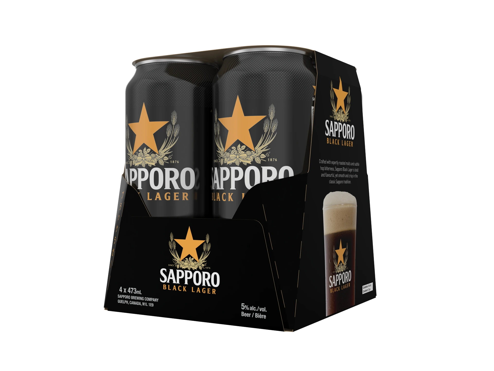 SAPPORO BLACK LAGER 473ML 4PK CAN