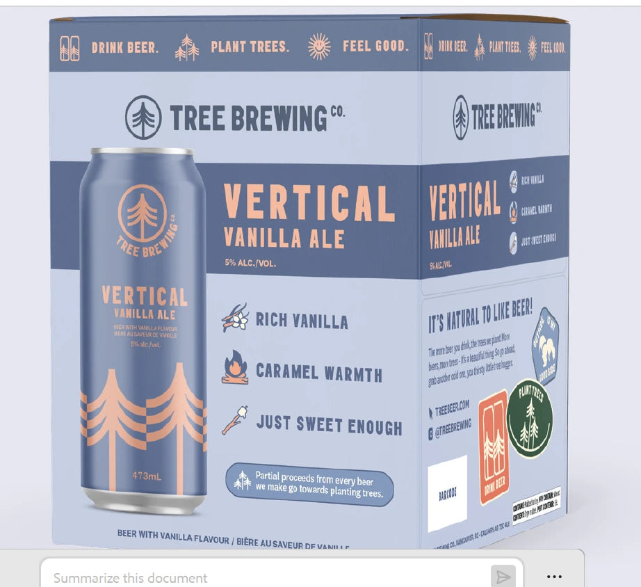 TREE BREW VERTICAL VANILLA ALE 473ML 4PK CAN