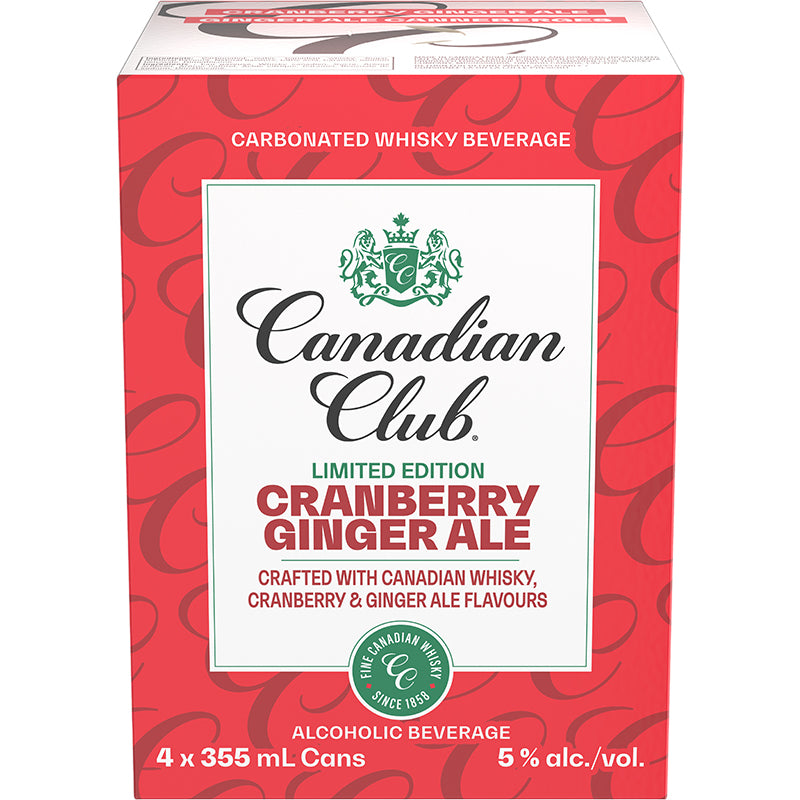 CANADIAN CLUB CRANBERRY GINGER ALE 355ML 4PK CAN