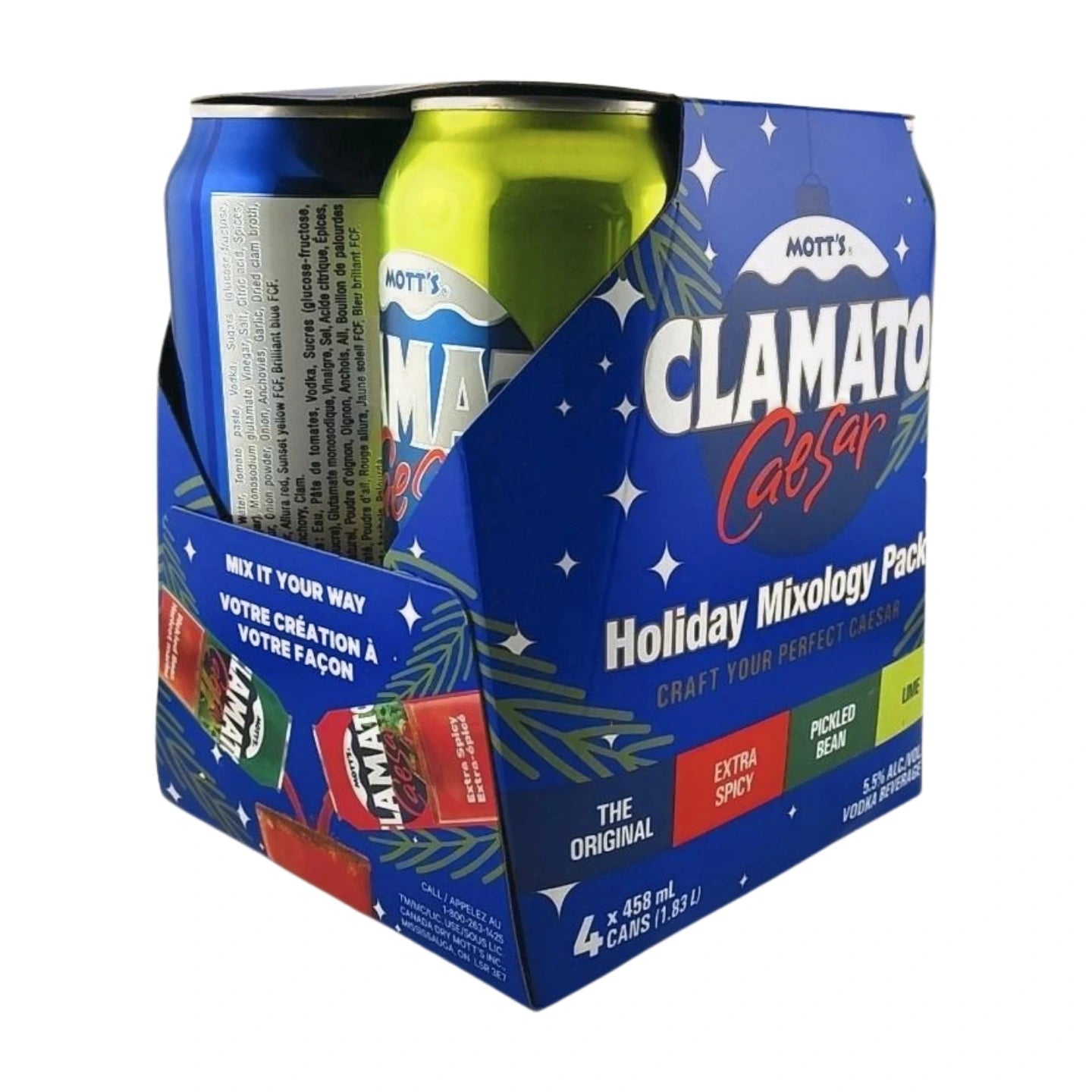 MOTTS CLAMATO CAESAR MIXOLOGY 458ML 4PK CAN