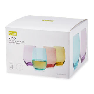 TRUE VINO COLOURFUL STEMLESS WINE GLASSES 4PK @ Kelowna [1061122]