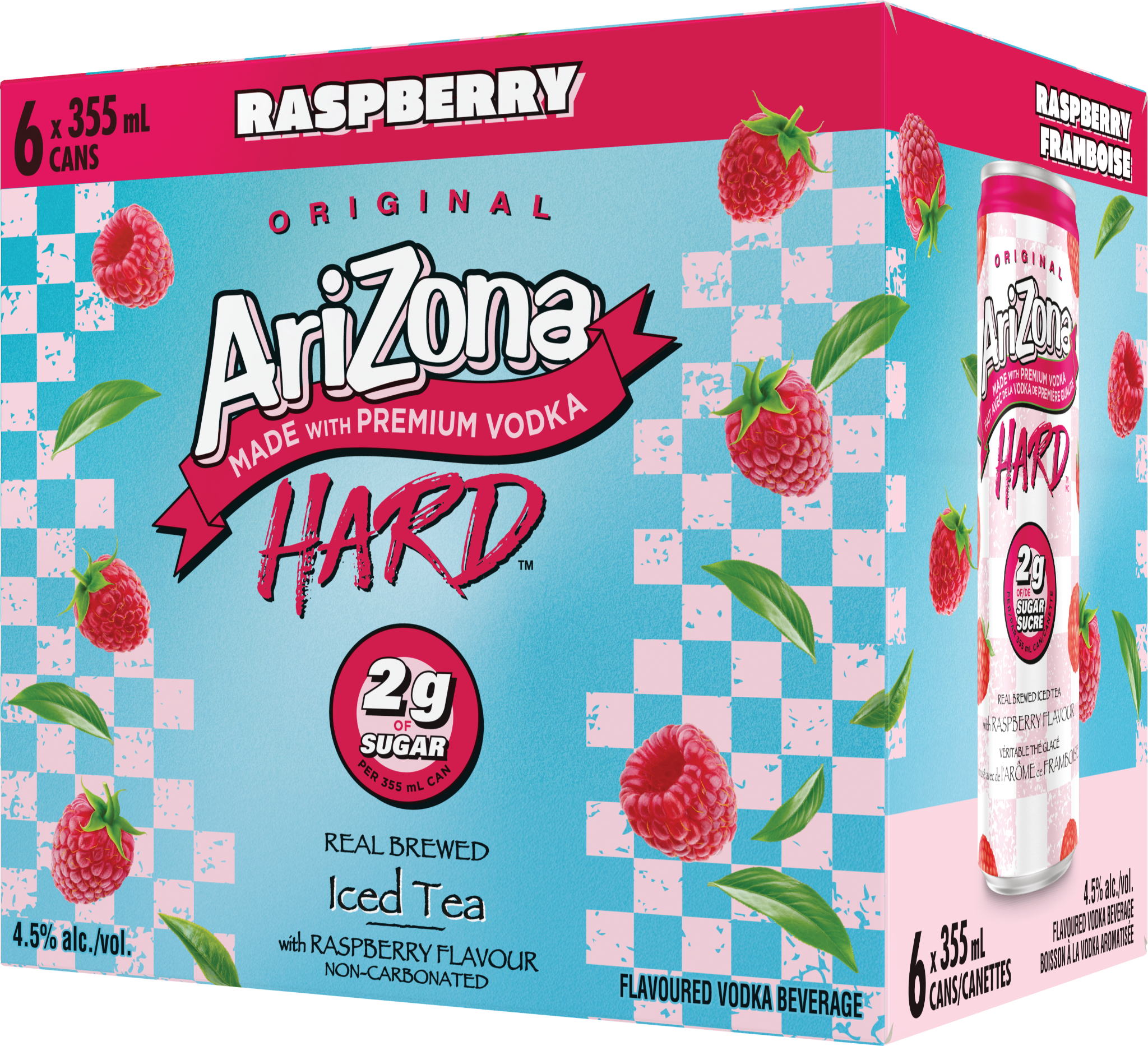 ARIZONA HARD 2G SUGAR RASPBERRY TEA 355ML 6PK CAN