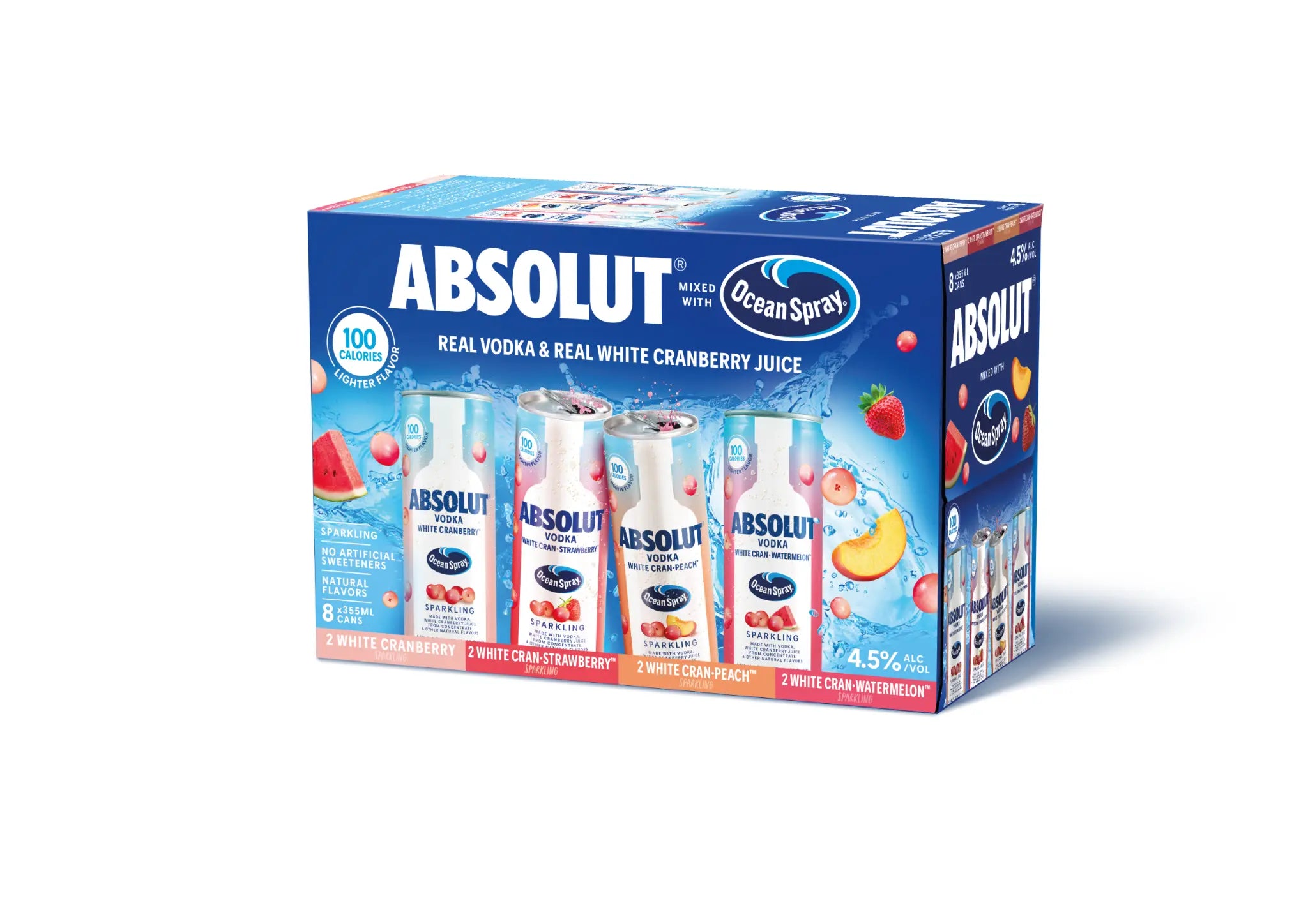 ABSOLUT OCEAN SPRAY WHITE CRANBERRY MIXER 355ML 8PK CAN