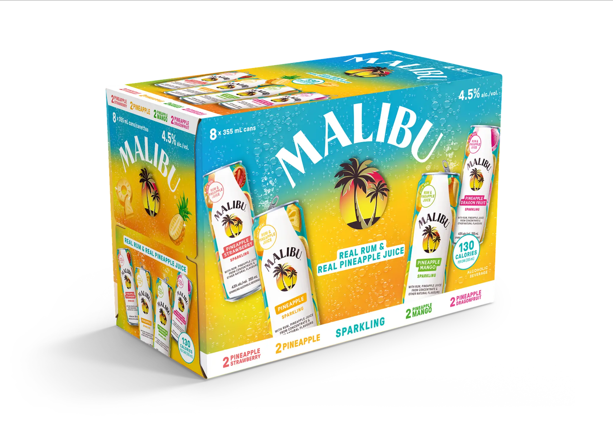 MALIBU RUM & PINEAPPLE COCKTAIL VARIETY PACK 355ML 8PK CAN