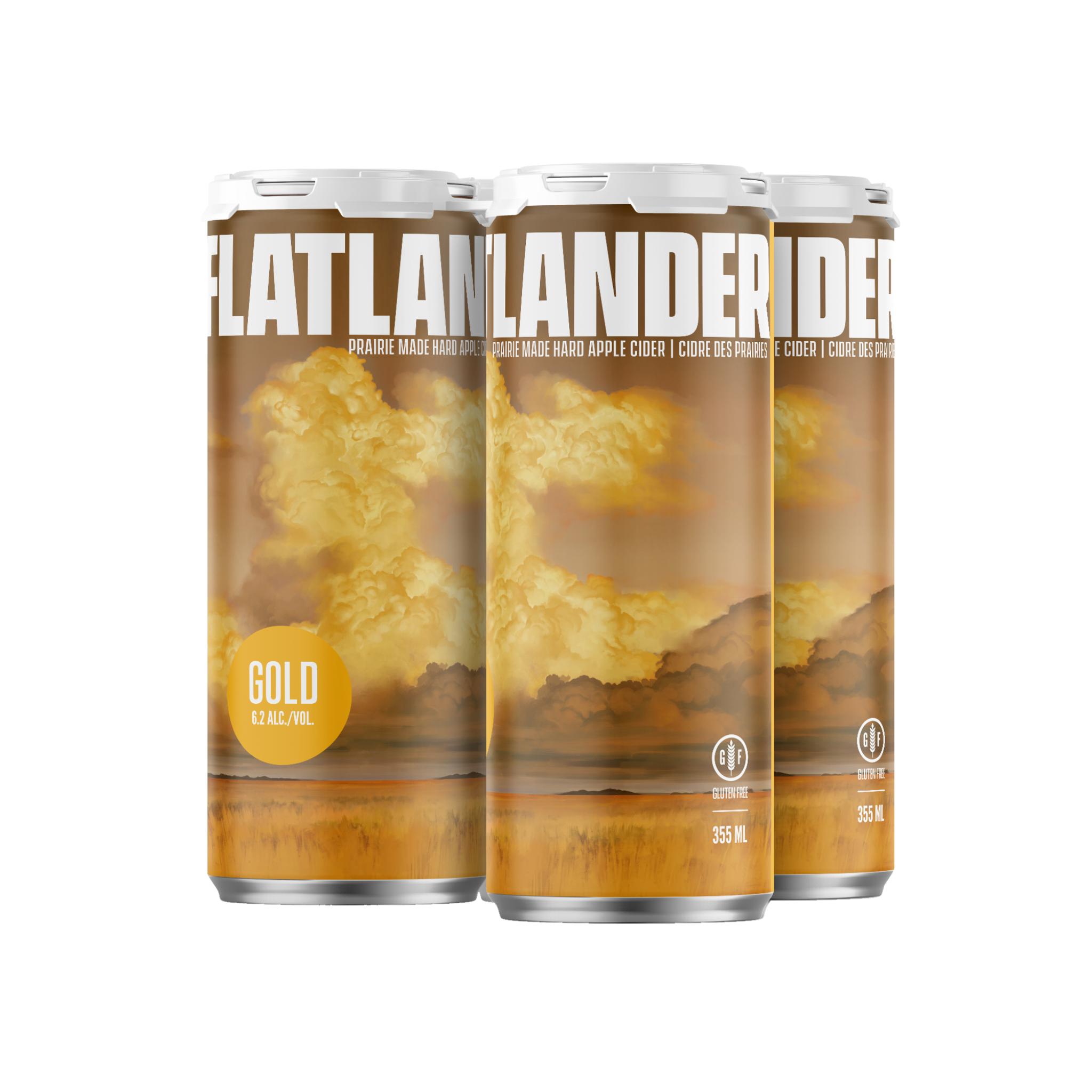 FLATLANDER GOLD CIDER 355ML 4PK CAN