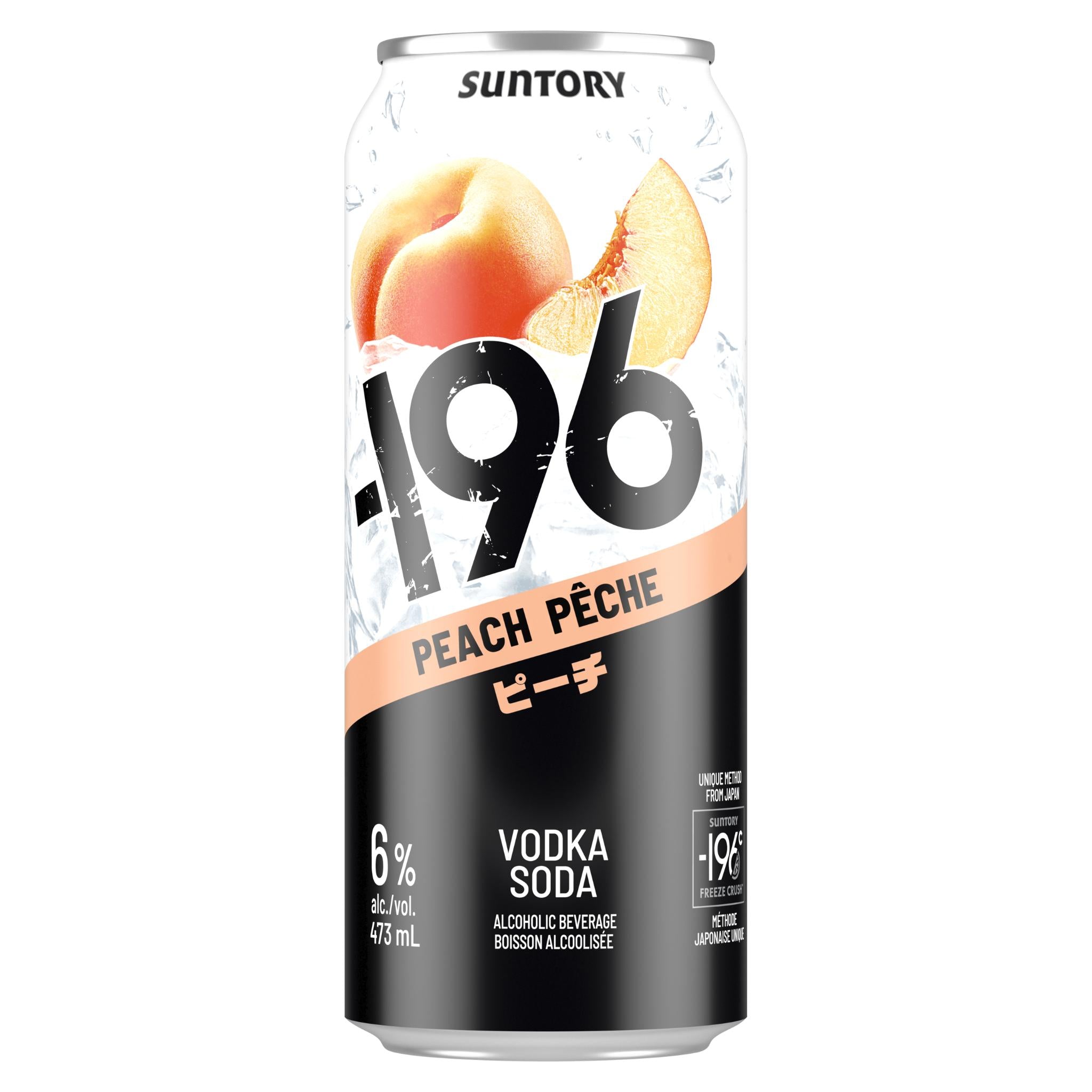 SUNTORY -196 PEACH VODKA SODA 473ML CAN