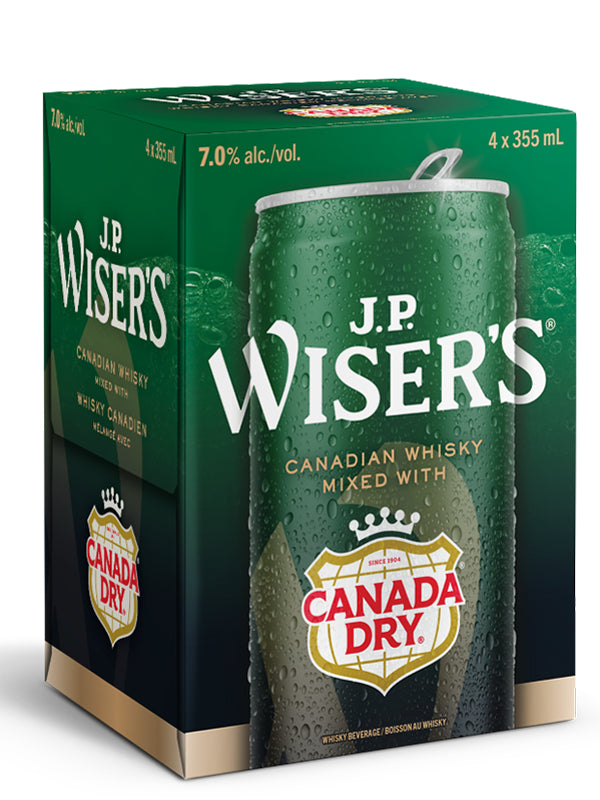WISERS CANADA DRY WHISKY & GINGER ALE 355ML 4PK CAN