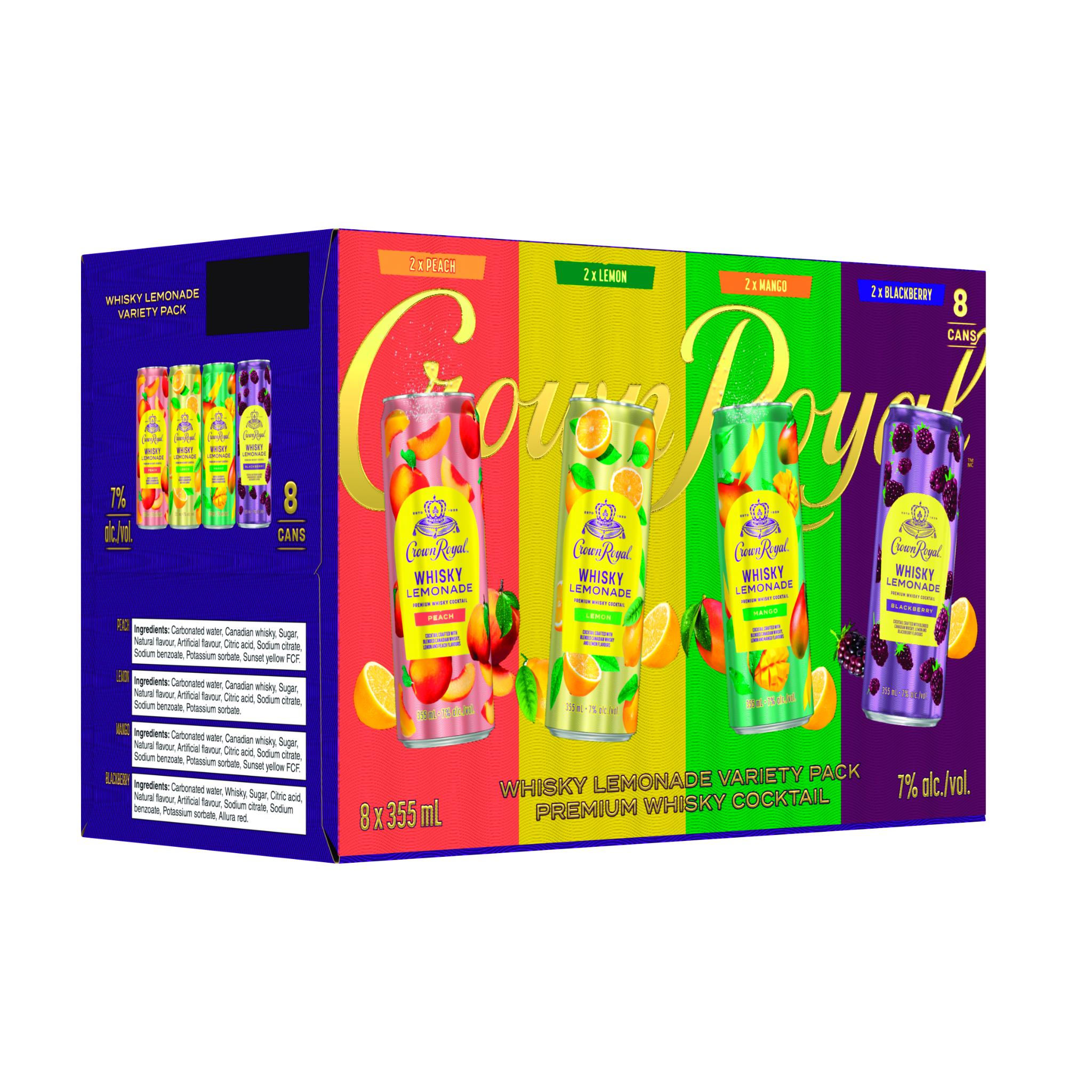 CROWN ROYAL WHISKY LEMONADE VARIETY PACK 355ML 8PK CAN