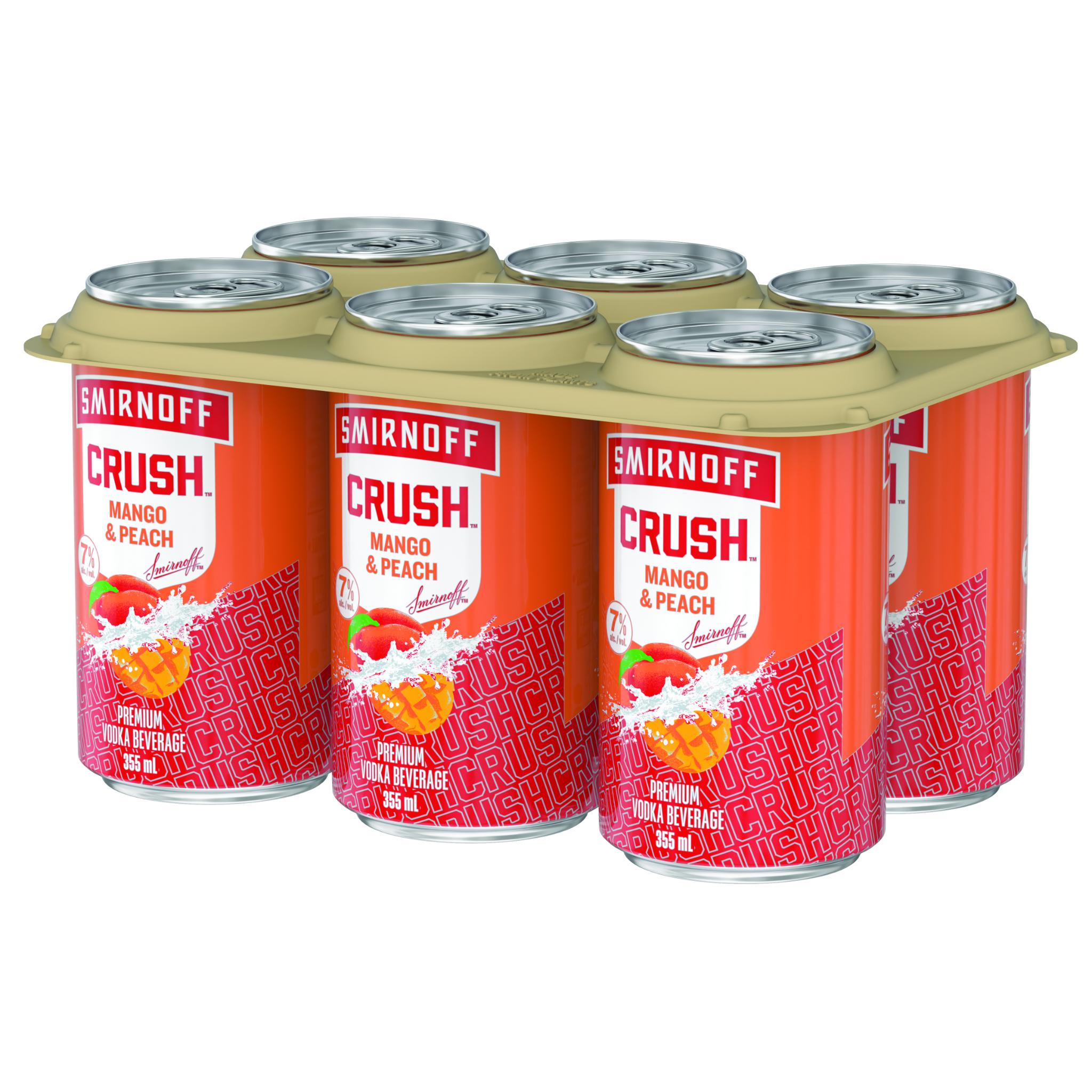 SMIRNOFF CRUSH MANGO & PEACH 355ML 6PK CAN