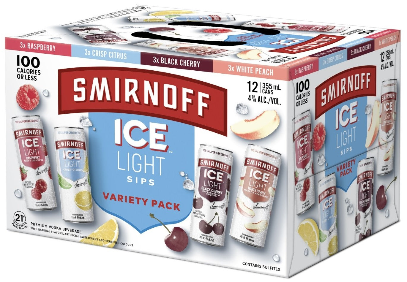 SMIRNOFF ICE LIGHT VARIETY PACK 355ML 12PK CAN