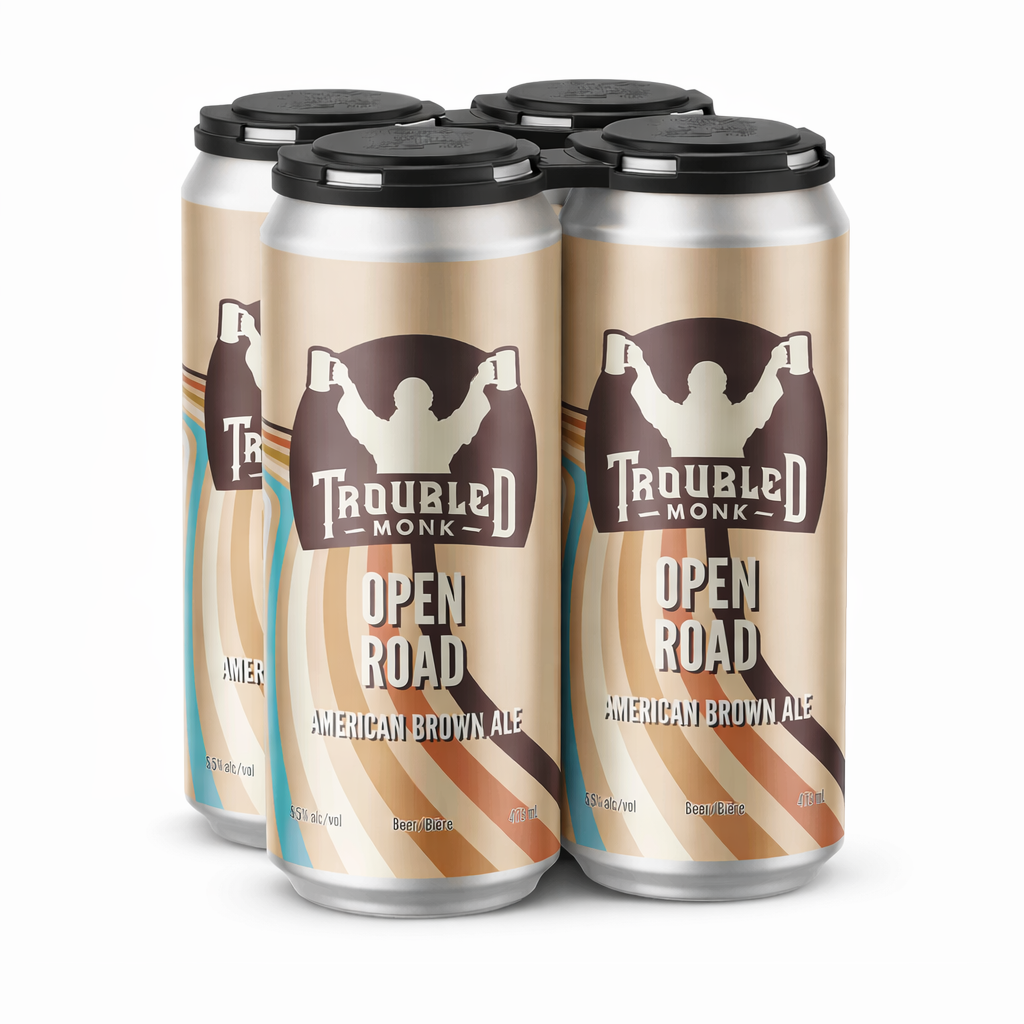 TROUBLED MONK OPEN ROAD AMERICAN BROWN ALE 473ML 4PK CAN