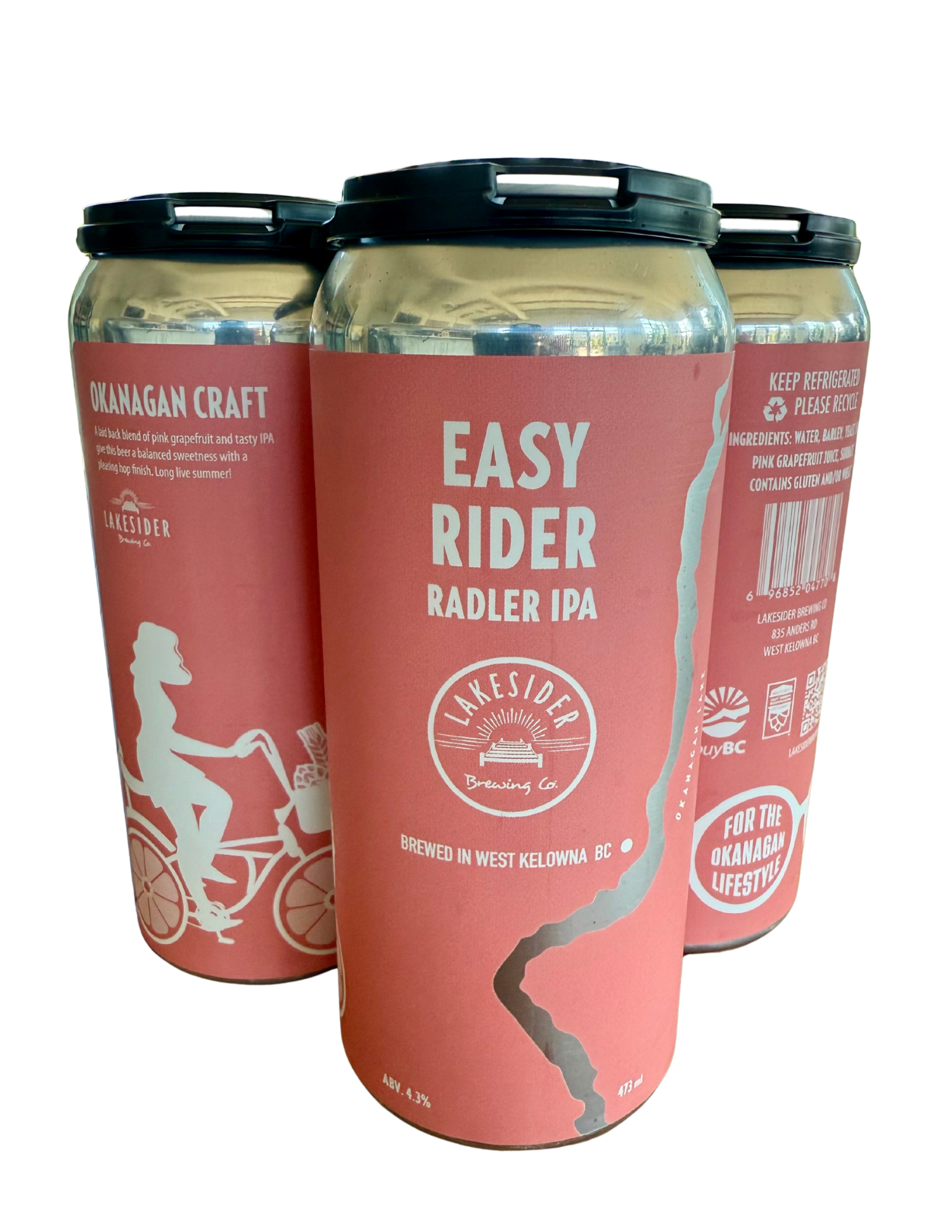 LAKESIDER EASY RIDER RADLER IPA 473ML 4PK CAN