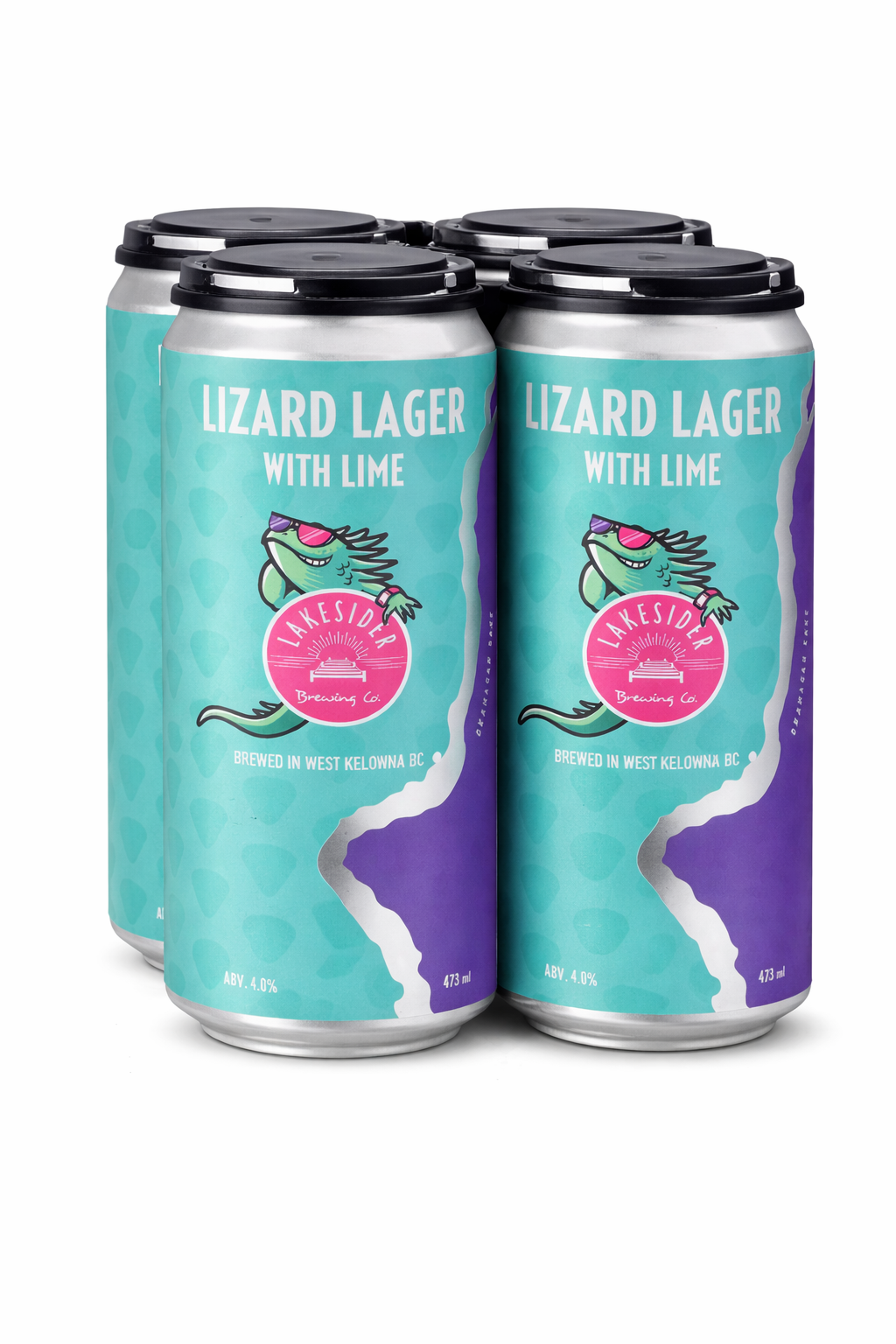 LAKESIDER LIZARD LIME LAGER 473ML 4PK CAN