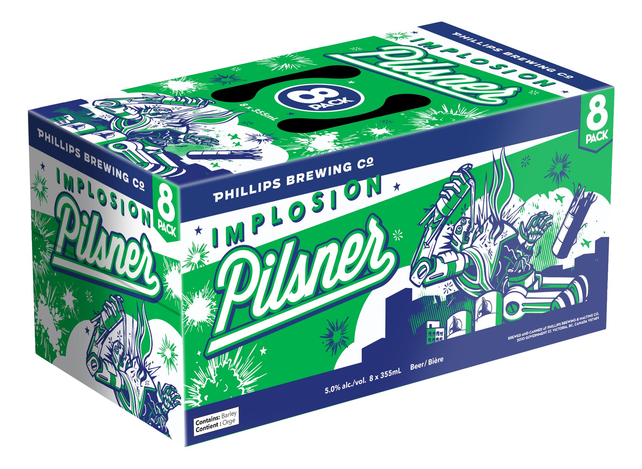 PHILLIPS IMPLOSION PILSNER 355ML 8PK CAN