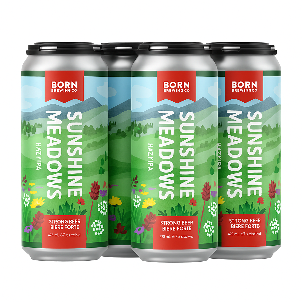 BORN BREW SUNSHINE MEADOWS HAZY IPA 473ML 4PK CAN