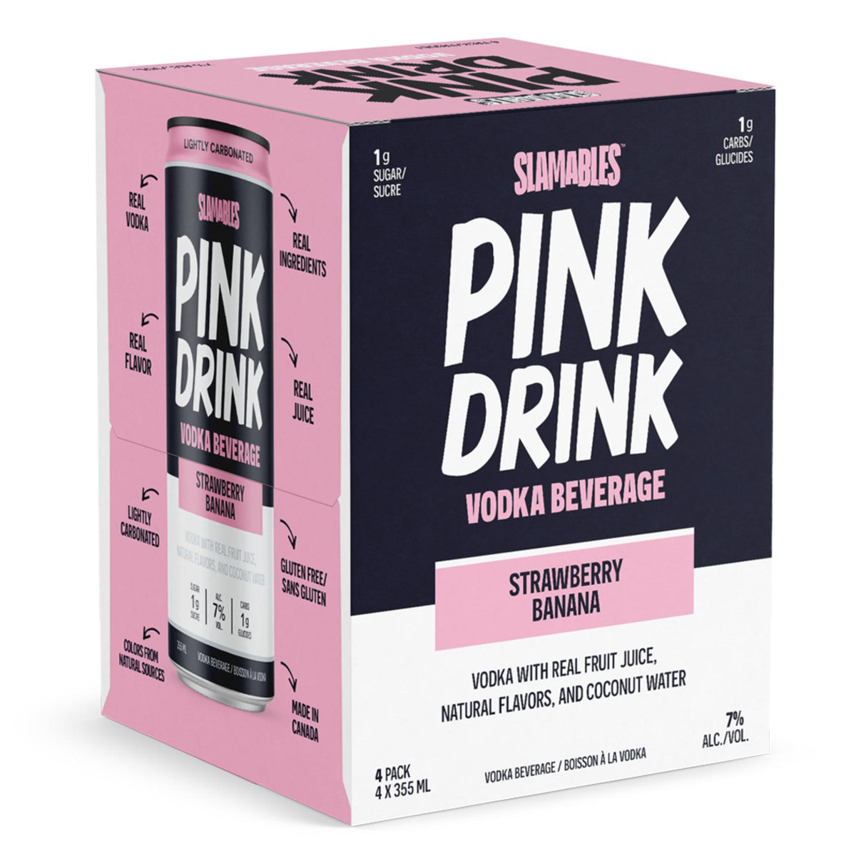 SLAMABLES PINK DRINK STRAWBERRY BANANA 355ML 4PK CAN @ Airdrie [1075901]
