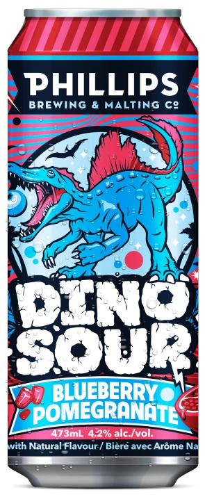 PHILLIPS DINOSOUR BLUEBERRY POMEGRANATE 473ML 4PK CAN @ Sage Hill [1049519]